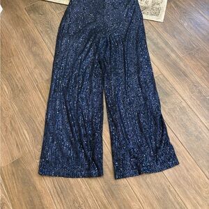 Skies Are Blue Sequin Navy Blue Pants, size large